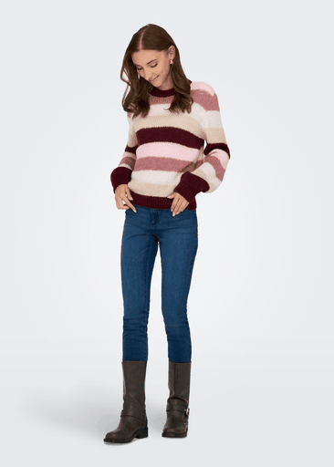 DINEA L/S O-NECK STRIPE PULLOVER