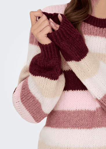 DINEA L/S O-NECK STRIPE PULLOVER