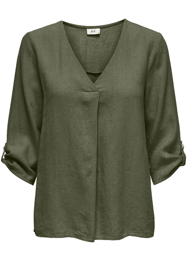 SAY 3/4 LINEN V-NECK TOP SAY 3/4 LINEN V-NECK TOP