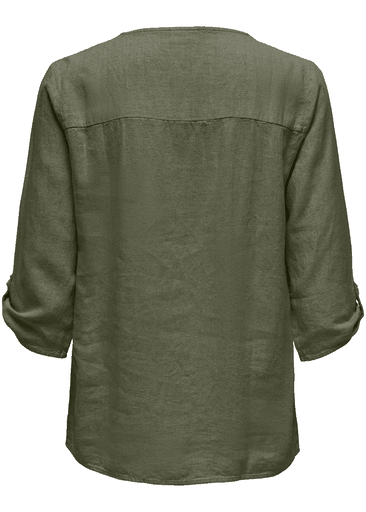 SAY 3/4 LINEN V-NECK TOP SAY 3/4 LINEN V-NECK TOP