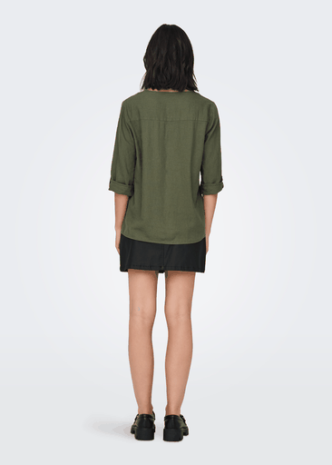 SAY 3/4 LINEN V-NECK TOP SAY 3/4 LINEN V-NECK TOP