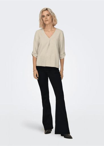 SAY 3/4 LINEN V-NECK TOP SAY 3/4 LINEN V-NECK TOP