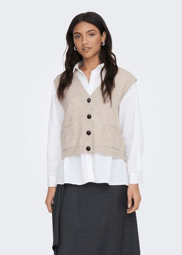 Super S/l V-neck Vest Knt 