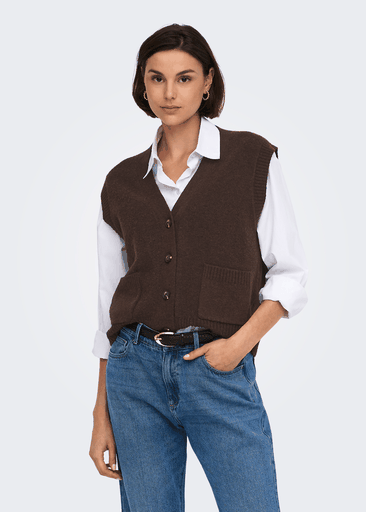 Super S/l V-neck Vest Knt 