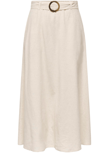Milan Linen Hw Belted Skirt 