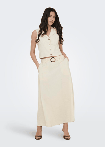 Milan Linen Hw Belted Skirt 