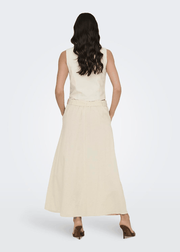 Milan Linen Hw Belted Skirt 
