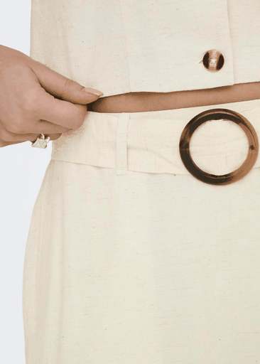 Milan Linen Hw Belted Skirt 