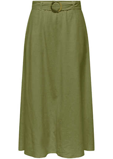 Milan Linen Hw Belted Skirt 