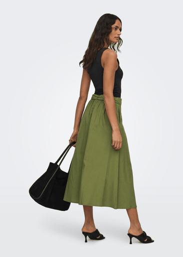 Milan Linen Hw Belted Skirt 