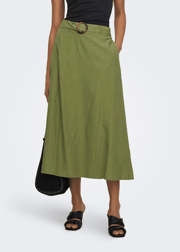 Milan Linen Hw Belted Skirt 