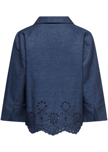 BILLE L/S CHAMBRAY EMBROIDERY TOP