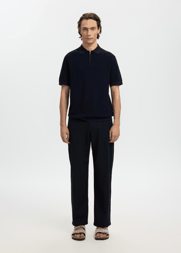 CRAN SS KNIT STRUCTURE HALF ZIP POLO