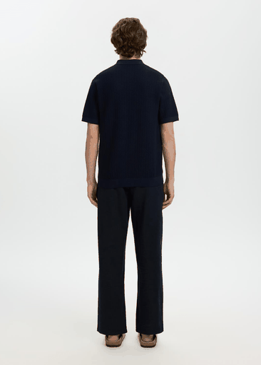 CRAN SS KNIT STRUCTURE HALF ZIP POLO