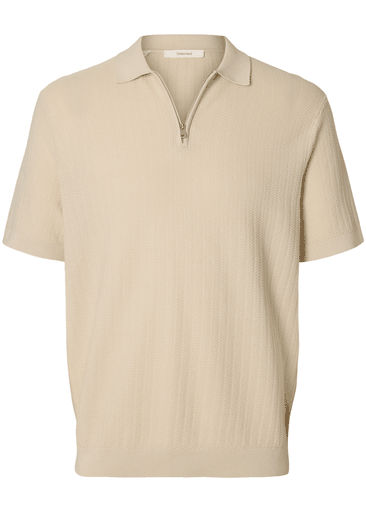 CRAN SS KNIT STRUCTURE HALF ZIP POLO