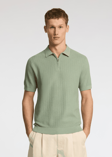 CRAN SS KNIT STRUCTURE HALF ZIP POLO CRAN SS KNIT STRUCTURE HALF ZIP POLO