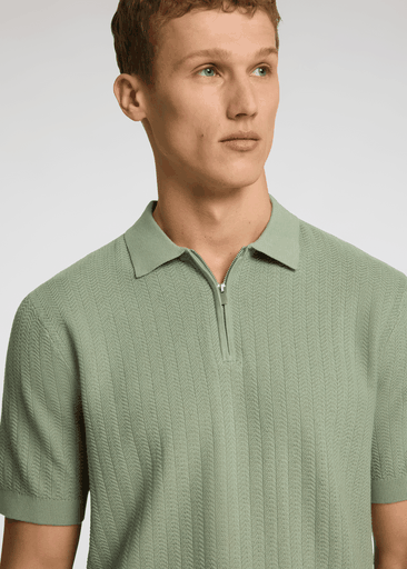 CRAN SS KNIT STRUCTURE HALF ZIP POLO CRAN SS KNIT STRUCTURE HALF ZIP POLO