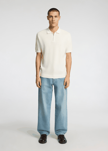 CRAN SS KNIT STRUCTURE HALF ZIP POLO