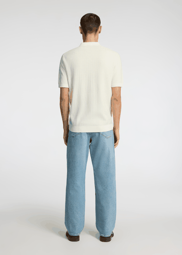 CRAN SS KNIT STRUCTURE HALF ZIP POLO