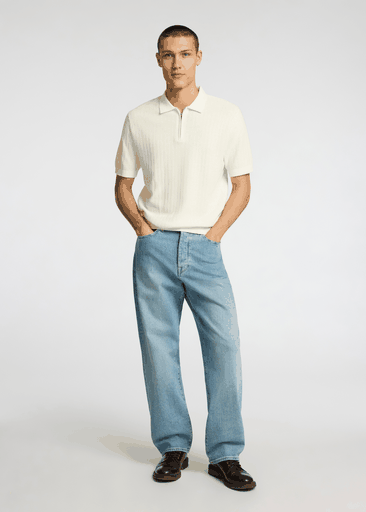 CRAN SS KNIT STRUCTURE HALF ZIP POLO