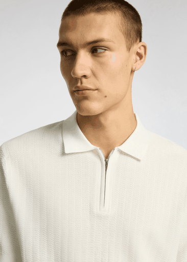 CRAN SS KNIT STRUCTURE HALF ZIP POLO