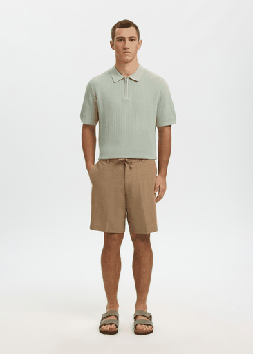 CRAN SS KNIT STRUCTURE HALF ZIP POLO