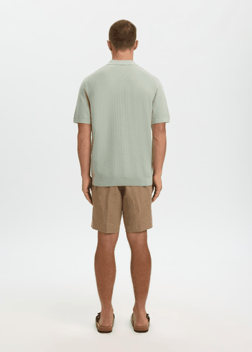 CRAN SS KNIT STRUCTURE HALF ZIP POLO