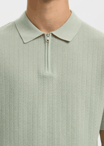 CRAN SS KNIT STRUCTURE HALF ZIP POLO