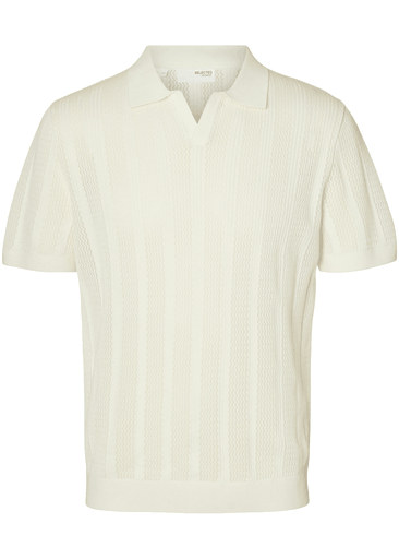 WELLS SS KNIT CROCHET OPEN POLO WELLS SS KNIT CROCHET OPEN POLO