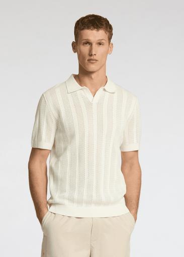 WELLS SS KNIT CROCHET OPEN POLO WELLS SS KNIT CROCHET OPEN POLO