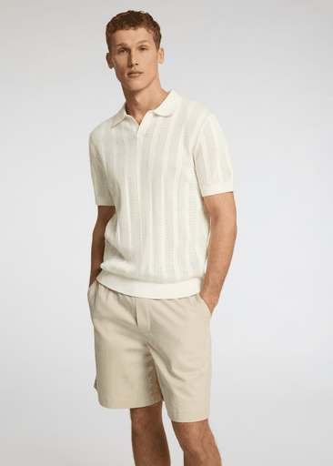 WELLS SS KNIT CROCHET OPEN POLO WELLS SS KNIT CROCHET OPEN POLO
