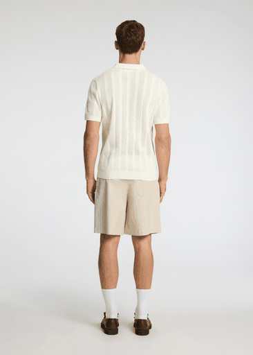 WELLS SS KNIT CROCHET OPEN POLO WELLS SS KNIT CROCHET OPEN POLO