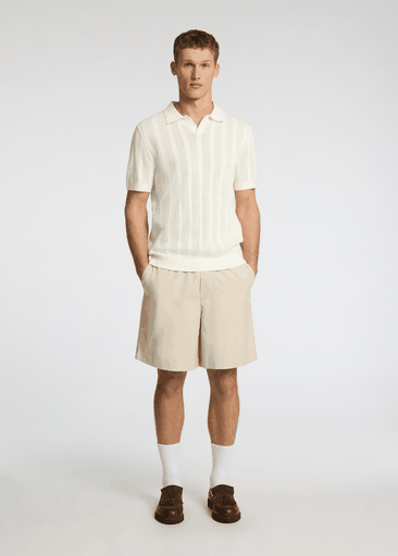 WELLS SS KNIT CROCHET OPEN POLO WELLS SS KNIT CROCHET OPEN POLO