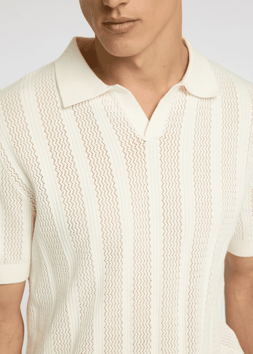 WELLS SS KNIT CROCHET OPEN POLO WELLS SS KNIT CROCHET OPEN POLO
