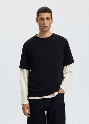 TAJ MID WGT PEACH SS O-NECK TEE