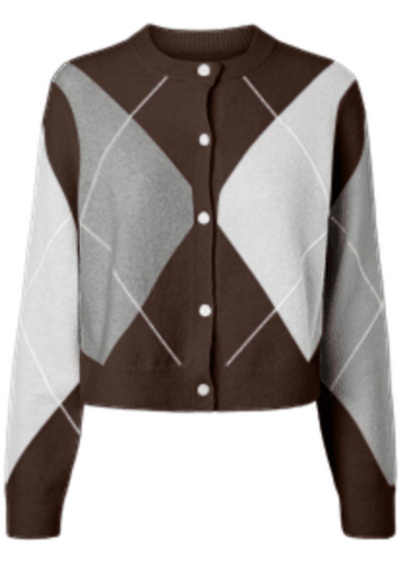 SALLY LS KNIT CHECK CARDIGAN