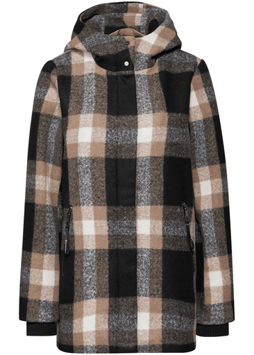Check Coat With Hoody