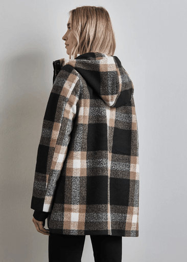 Check Coat With Hoody