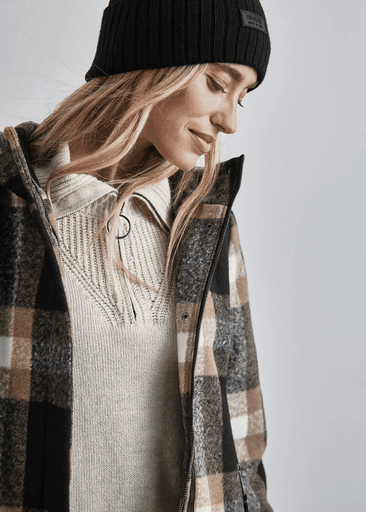 Check Coat With Hoody