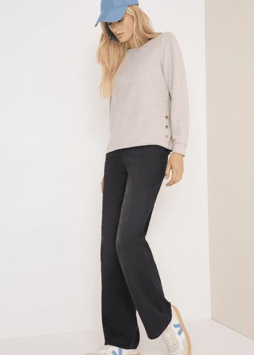 Melange Rib Button T-Shirt