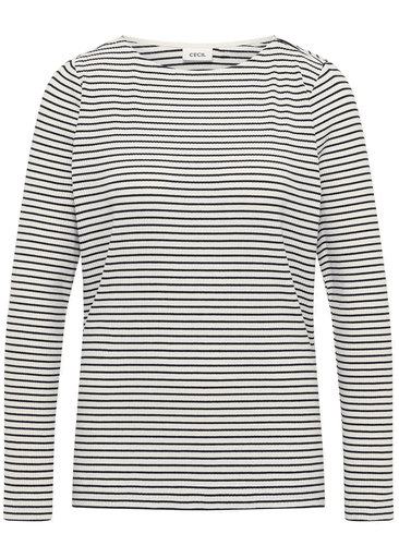 Stripe Rib Boatneck Shirt