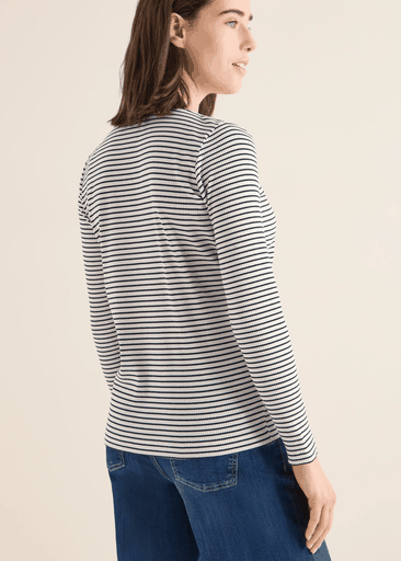 Stripe Rib Boatneck Shirt