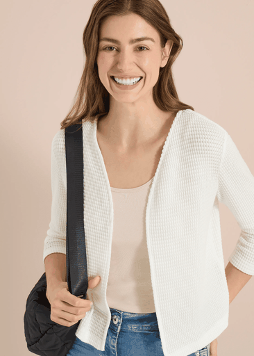 Ajour Knit Open Jacket