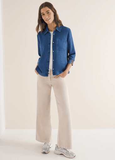 Washed Denim Look Blouse