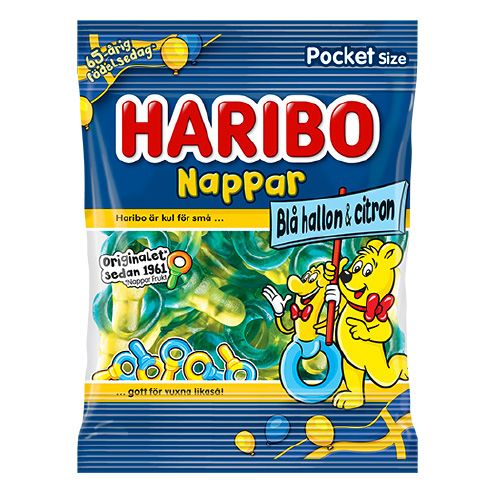 Nappar Blå Hallon & Citron 80g x 24st