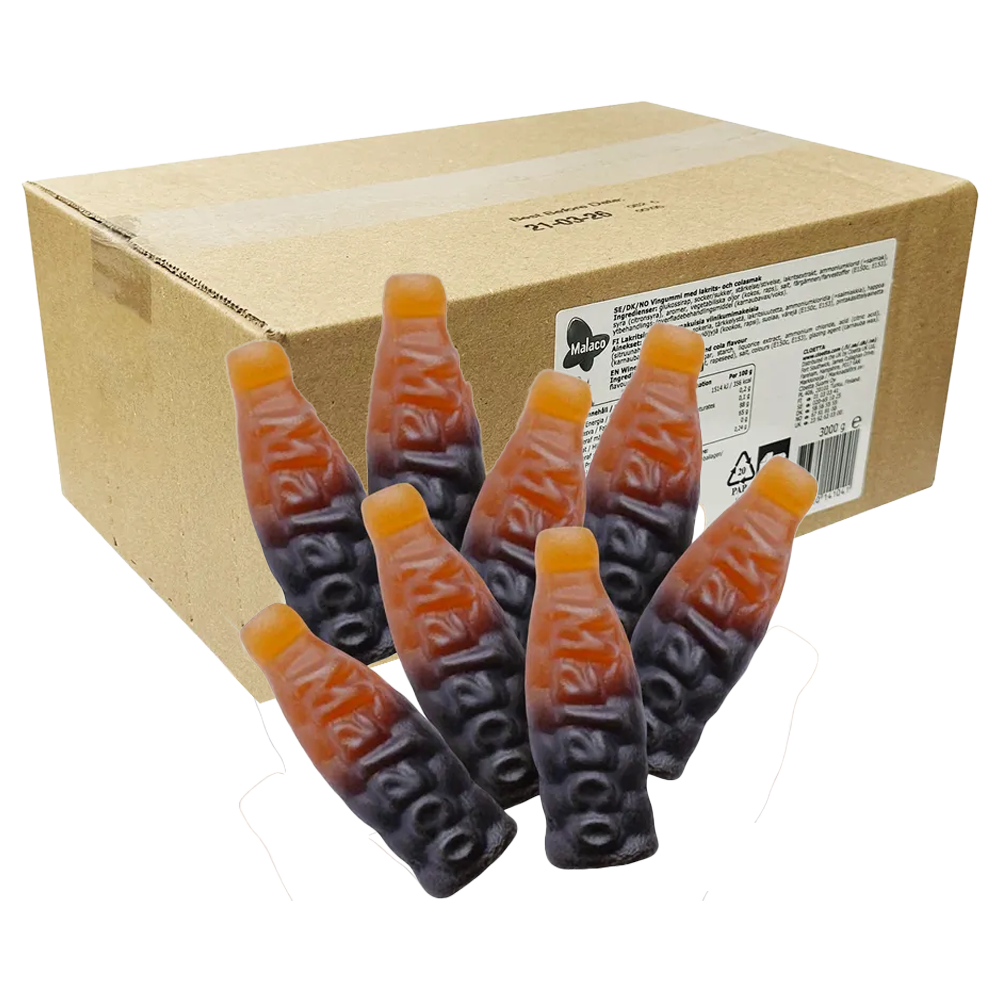 Malaco Mini Cola-Lakritsflaska 3kg