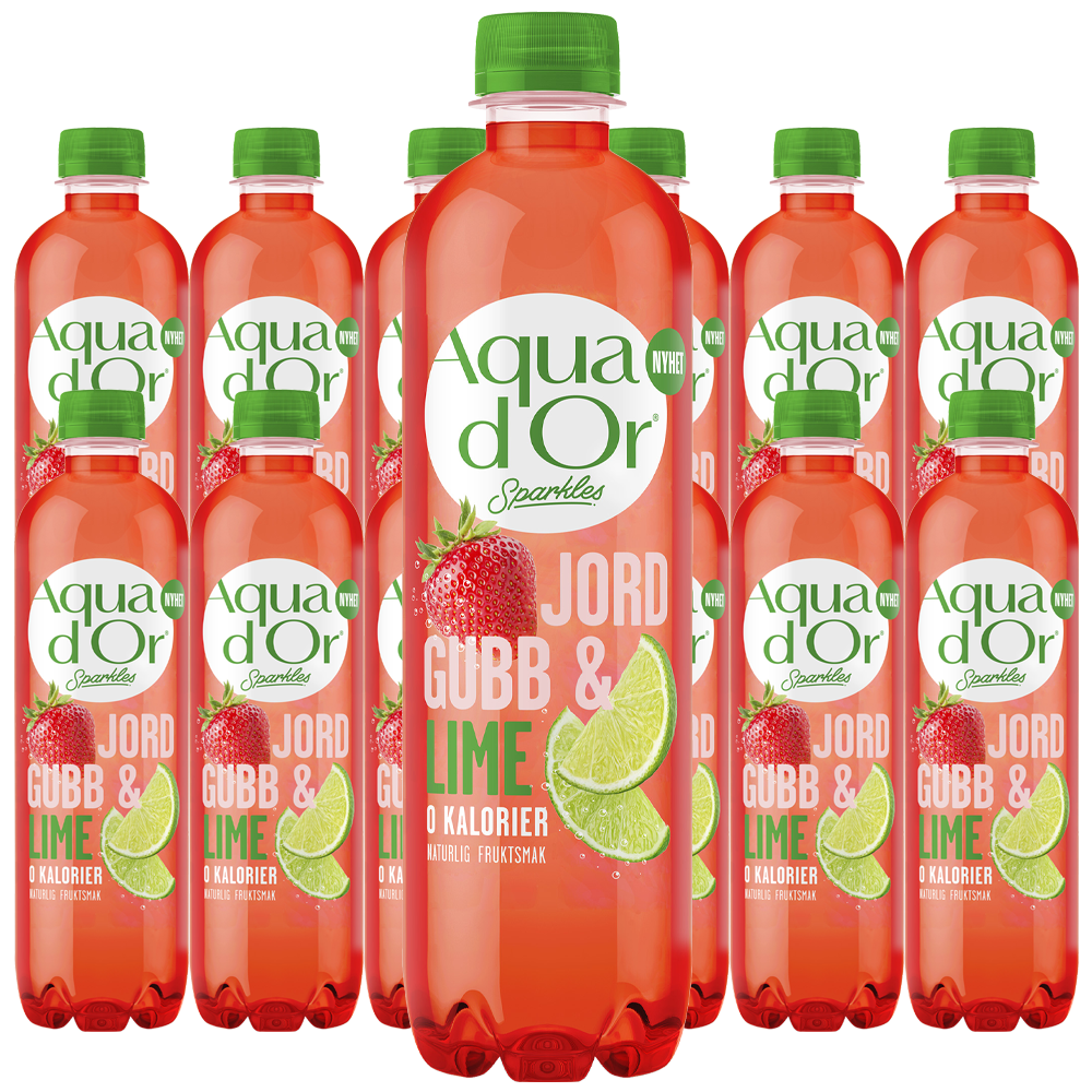 Aquador Jordgubb/Lime Kolsyrad 50cl x 12