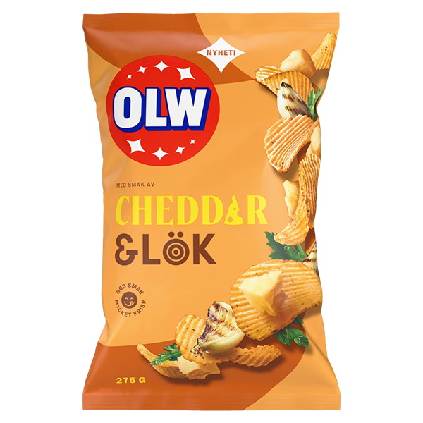 OLW Cheddar & Lök 275g