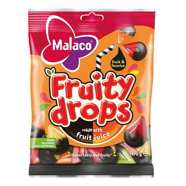 Malaco Fruity Drops Fruit Licorice 170g