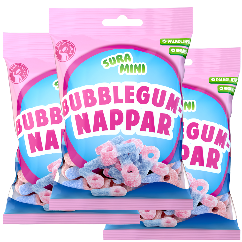 3st - Sura Mini Bubblegumnappar 70g